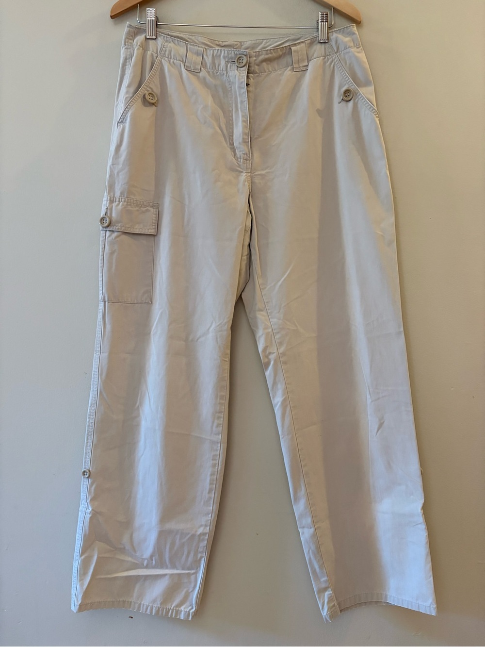 VTG St John's Bay Beige, Y2K, Cotton wide Straight Leg Cargo Pants women’s Sz 12